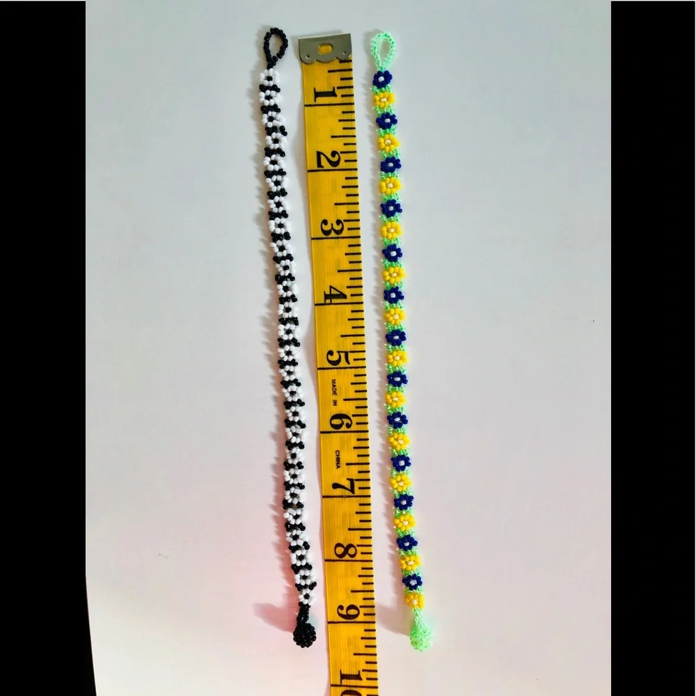 2 anklets glass bead /bracelet 9 inches each